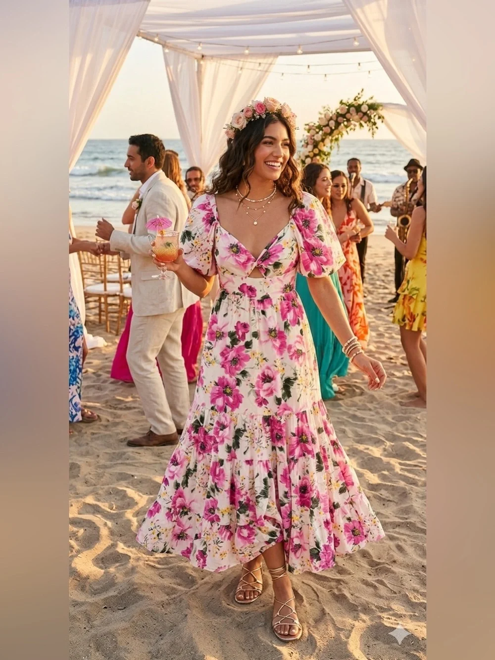 Abercrombie & Fitch tiered maxi dress with a pink floral print. Size small NWT